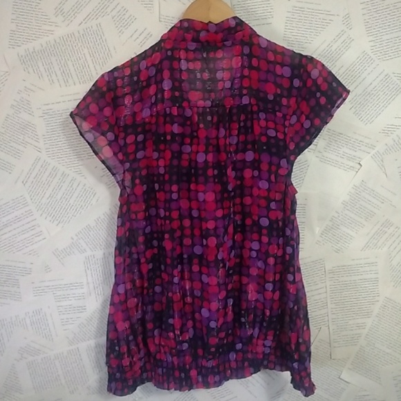 The Limited Polka Dot Sheer Top w/ Bow M EUC - Picture 6 of 7